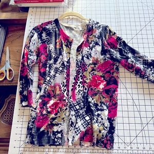 Joseph A 3/4 sleeve vibrant cardigan sz M near new